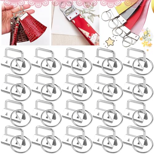 Begpoee 40 Stuks Schlüsselanhänger Rohlinge, Wristlet Hardware, Schlüsselanhänger Hardware, Klemmverschluss Anhänger Armband Hardware mit Schlüsselring für DIY Handarbeit Lanyard Stoff(Zilver) von Begpoee