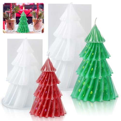 2 Stück Silikonformen Gießformen Tannenbaum, Silikonform Tannenbaum, 3D Silikonform Weihnachtsbaum, Silikonform Weihnachten, Silikonform Baum, für DIY Seife Kerzenherstellung Handwerk von Beibeijia