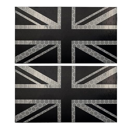 2 Pcs United Kingdom Flag Reflective IR Patch UK Tactical Military Britain Infrared Vest Patches Badages Loop Hook Emblem Morale Applique Fastener Backing Sew on Backpack Armband von Beifeitu