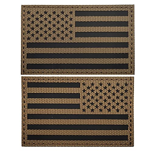 2 Stück Amerika-Flaggenaufnäher, Moral, bestickt, Schlaufenhaken, taktische USA-IR-Infrarot-Militär-Applikation, zum Aufnähen auf Emblem, Abzeichen, Schulterarmband für Kleidung, Taschen, Rucksack von Beifeitu