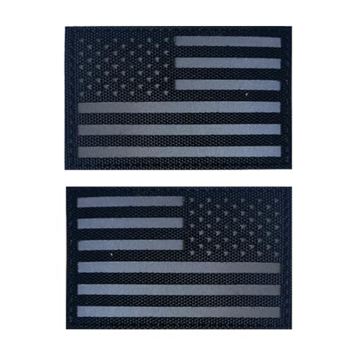 2 Stück Amerika-Flaggenaufnäher, Moral, bestickt, Schlaufenhaken, taktische USA-IR-Infrarot-Militär-Applikation, zum Aufnähen auf Emblem, Abzeichen, Schulterarmband für Kleidung, Taschen, Rucksack von Beifeitu