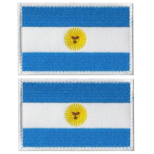 2 Stück Argentinien-Flagge Moral bestickte Aufnäher Verschluss Taktische Militär Applique Emblem Abzeichen Geschirre Schulterschlaufe Haken Armband DIY Patch (Argentina-1) von Beifeitu