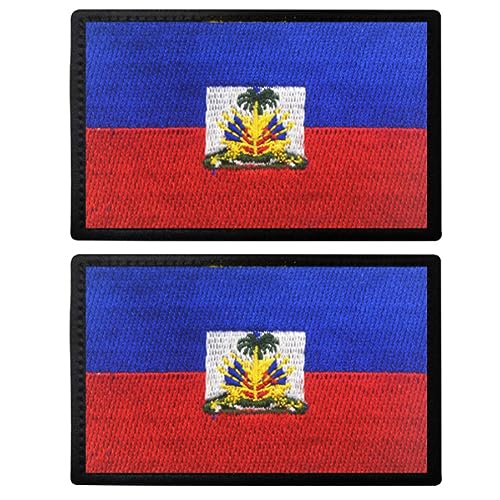 Aufnäher mit Haiti-Flagge, bestickt, mit Verschluss, taktische Militärapplikation, zum Aufnähen auf Emblem, Abzeichen, Geschirre, Schulterschlaufe, Haken, Armband, DIY Patch (Haiti), 2 Stück von Beifeitu