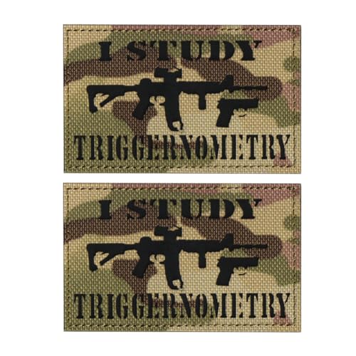 2 Stück I Study Triggernometrie reflektierende Flicken IR Infrarot Patch Taktisches Militär Emblem Moral Aufnähen Abzeichen Haken und die Schlaufe Schulter (CPC) von Beifeitu