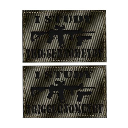 2 Stück I Study Triggernometrie reflektierende Flicken IR Infrarot Patch Taktisches Militär Emblem Moral Aufnähen Abzeichen Haken und die Schlaufe Schulter (Grün) von Beifeitu