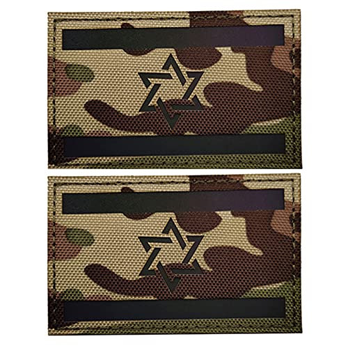 2 stücke Israel Flagge Reflektierende Patch Taktische Militär IR Moral Armband Patches Loop Haken Nähen auf Abzeichen Applique Schulter Verschluss Rückseite für Kleidung Rucksack Jacken Mantel Weste von Beifeitu