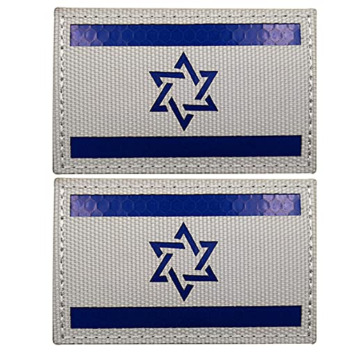 2 stücke Israel Flagge Reflektierende Patch Taktische Militär IR Moral Armband Patches Loop Haken Nähen auf Abzeichen Applique Schulter Verschluss Rückseite für Kleidung Rucksack Jacken Mantel Weste von Beifeitu