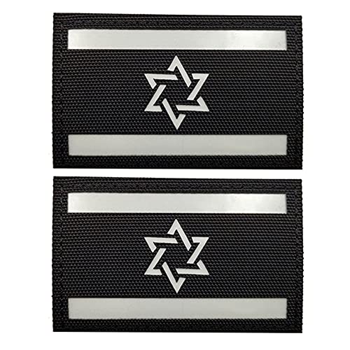 2 stücke Israel Flagge Reflektierende Patch Taktische Militär IR Moral Armband Patches Loop Haken Nähen auf Abzeichen Applique Schulter Verschluss Rückseite für Kleidung Rucksack Jacken Mantel Weste von Beifeitu