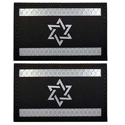 2 stücke Israel Flagge Reflektierende Patch Taktische Militär IR Moral Armband Patches Loop Haken Nähen auf Abzeichen Applique Schulter Verschluss Rückseite für Kleidung Rucksack Jacken Mantel Weste von Beifeitu