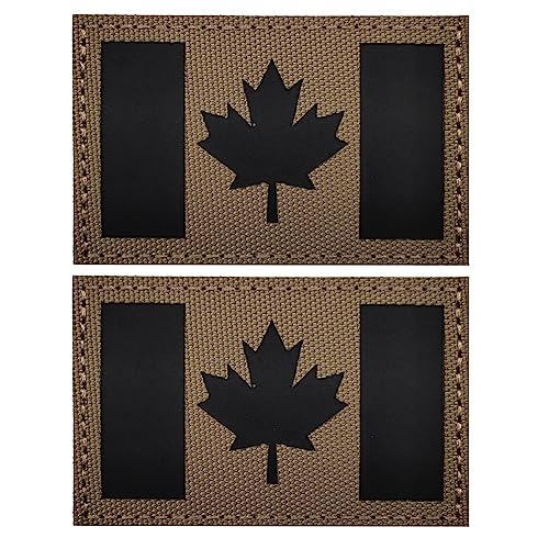 2 x Kanada-Flagge reflektierender Aufnäher militärisch taktisch kanadisch Infrarot IR-Patches Moral-Emblem Applikation Schlaufenhaken Schulterhaken Aufnäher fürRucksack auf der Rückseite von Beifeitu