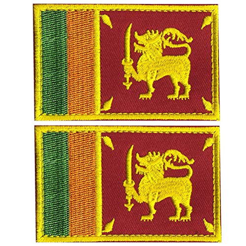 Asiatische Nationalflagge Sri Lanka, bestickt, taktischer Aufnäher, Militär, Moral, Armbandabzeichen, Emblem, Applikation, Hakenaufnäher für Kleidung, Taschen, Rucksack, Zubehör, Teamuniform von Beifeitu