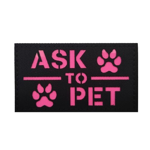 Ask to Pet K9 Hunde-Patch, reflektierend, USA-Flagge, IR-Infrarot-Patches, taktisches Abzeichen für Tierwesten, Geschirre, Applikation, Hakenverschluss, Schulterrückseite (Pink-Ask) von Beifeitu