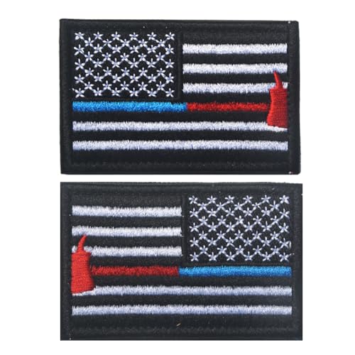 Aufnäher mit Amerika-Flagge, bestickt, Schlaufenhaken, taktische US-Militär-Applikation, zum Aufnähen auf Emblem, Abzeichen, Schulterarmband für Kleidung, Taschen, Rucksack, Blau, Rot, 2 Stück von Beifeitu