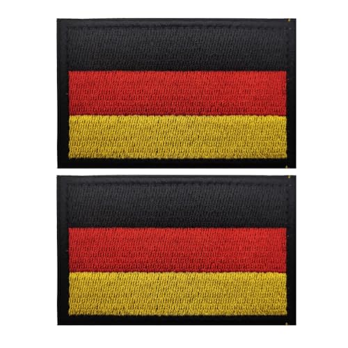 Aufnäher mit Deutschland-Flagge, bestickt, Schlaufenhaken, taktische Militär-Applikation, zum Aufnähen auf Emblem, Abzeichen, Schulterarmband für Kleidung, Taschen, Rucksack, 2 Stück von Beifeitu