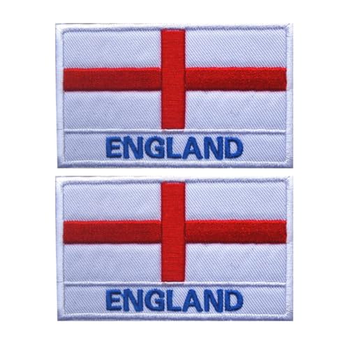 Aufnäher mit England-Flagge, bestickt, Schlaufenhaken, taktische Militär-Applikation, zum Aufnähen, Emblem, Abzeichen, Schulterarmband für Kleidung, Taschen, Rucksack, 2 Stück von Beifeitu