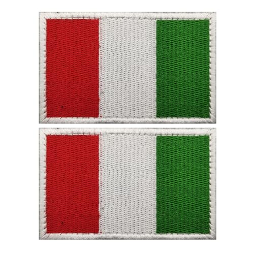 Aufnäher mit italienischer Flagge, bestickt, Schlaufenhaken, taktische Militärapplikation, zum Aufnähen, Emblem, Abzeichen, Schulterarmband für Kleidung, Taschen, Rucksack, 2 Stück von Beifeitu