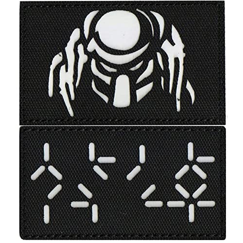 Glow in Dark Reflektierende Predator Auto Destruction Patches Morale Badges Loop Hook Tactical Armband Applikationen Verschluss Rückseite Aufnäher (weiß) von Beifeitu