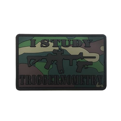 "I Study Triggernometry PVC-Flicken, taktischer Aufnäher, Militär-Emblem, zum Aufnähen, Schlaufe, Haken, Schulter für Jeans, Jacken, Hüte, Westen (grün) von Beifeitu