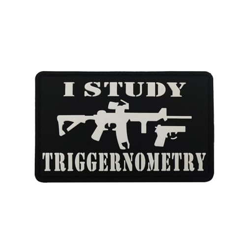 "I Study Triggernometry PVC-Flicken, taktischer Aufnäher, Militär-Emblem, zum Aufnähen, Schlaufe, Haken, Schulter für Jeans, Jacken, Hüte, Westen (schwarz) von Beifeitu