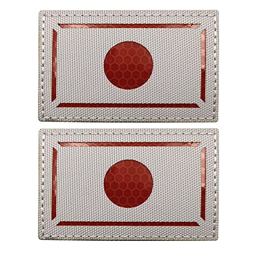 Japanische reflektierende Flagge Patch japanische IR Infrarot taktische Militär Moral Abzeichen Emblem Patches mit Schlaufe Haken Applikation Verschluss Armband Schulterrücken (rot) von Beifeitu