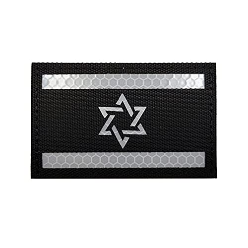 Reflektierender Aufnäher mit israelischer Flagge, Militär, IR-Moral, Armband, Aufnäher, Applikation, Schulterverschluss, Rückseite für Kleidung, Rucksack, Mantel, Weste (schwarz-weiß) von Beifeitu