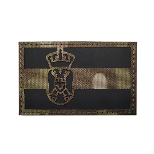 Serbien IR Infrarot Flagge Patches Reflektierende Taktische Patch Militär Abzeichen Emblem Armband Schlaufe Haken Nähen auf Applique Fastener Moral Schulter (CP) von Beifeitu