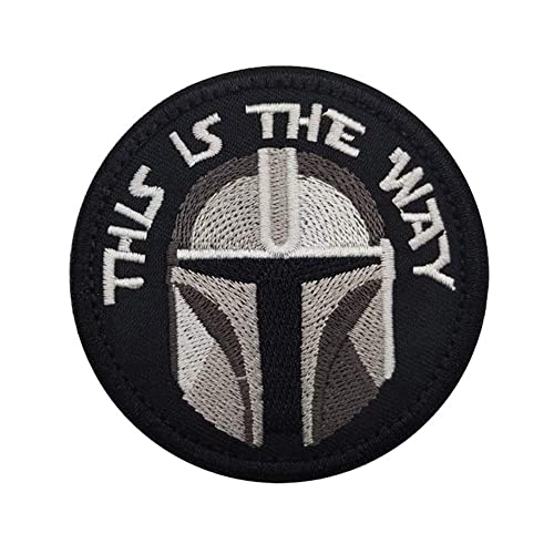 This is The Way Mandalorian Full Helmet Inspired Military Patch Fastener Hook and Loop Backing Applikationen Tactical Badges Embroidered Fabric Patches von Beifeitu