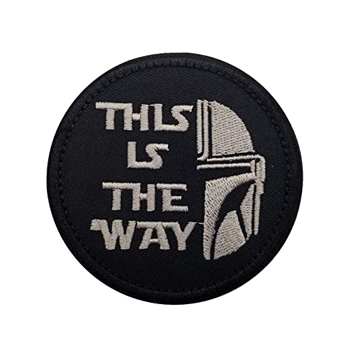 This is The Way Mandalorian Full Helmet Inspired Military Patch Fastener Hook and Loop Backing Applikationen Tactical Badges Embroidered Fabric Patches von Beifeitu