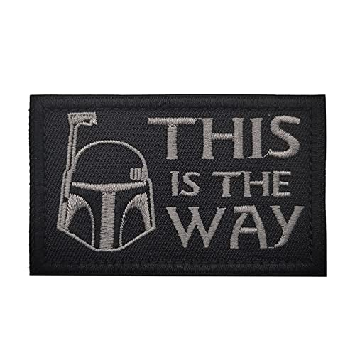 This is The Way Mandalorian Vollhelm-inspiriert, Militär-Patch-Verschluss, Klettverschluss, taktische Abzeichen, bestickte Stoff-Patches von Beifeitu