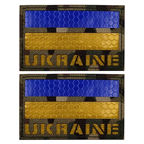 Ukraine Reflektierende Flaggen-Patch, taktische Infrarot-Reflexion, Ukrainische Flicken mit Militär-Moralemblem und Klettverschluss, zum Aufnähen auf Schulterarmbänder, Applikation, Abzeichen (CPCC) von Beifeitu