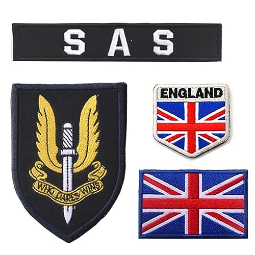 Vereinigtes Königreich British Special Air Service SAS Flagge Stickerei Patch Military Who Dares Wins Tactical Moral Badges Armband Emblem Applique Hook Patches von Beifeitu