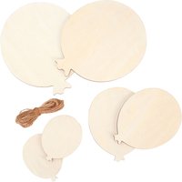 Holz-Luftballon, 6er Set von Beige