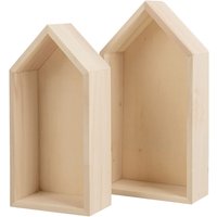 Holz-Rahmen "Häuser - Hoch", 2er-Set von Beige