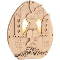 VBS Holz-Ei mit LED "Hase im Fenster" von Beige