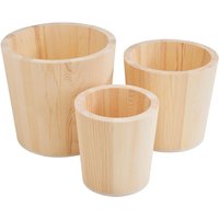 VBS Holz-Pflanztöpfe, 3er-Set von Beige