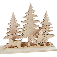 VBS Holz-Steckmotiv "Schlitten mit Schneemann" von Beige