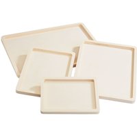 VBS Holz-Tabletts flach, 4er-Set von Beige