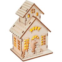 VBS Holzbausatz "Haus mit Turm und Schneemann", inkl. LED von Beige