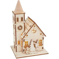 VBS Holzbausatz "Kirche mit runder Turmspitze", inkl. LED von Beige