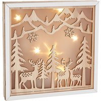 VBS Holzbausatz Motivrahmen "Rehe im Wald", inkl. LED von Beige