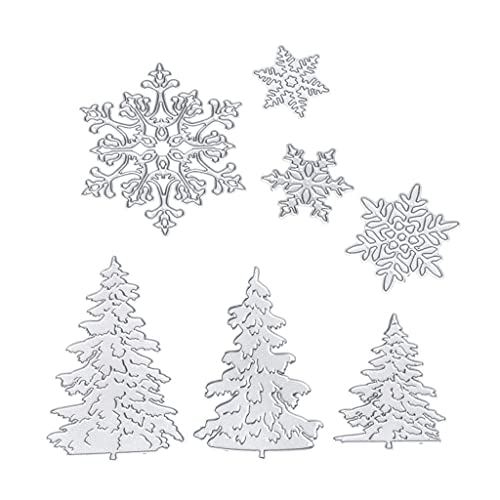 Beimus Stanzformen, 7 Stück, Weihnachtsbaum-Stanzformen, Metall, Schneeflocke, Stanzschablonen für Scrapbooking, Album, Karten, Foto-Dekoration von Beimus