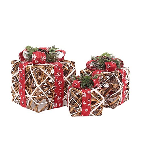 Beimus Weihnachtliches Rattan-Ornament, 3-teiliges Set, Dekoration für Zuhause, Tischdekoration von Beimus