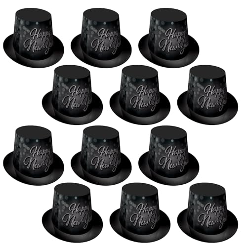 Beistle 12 Stück Midnight New Year's Hats NYE Party Supplies Favors, Einheitsgröße, Schwarz von Beistle