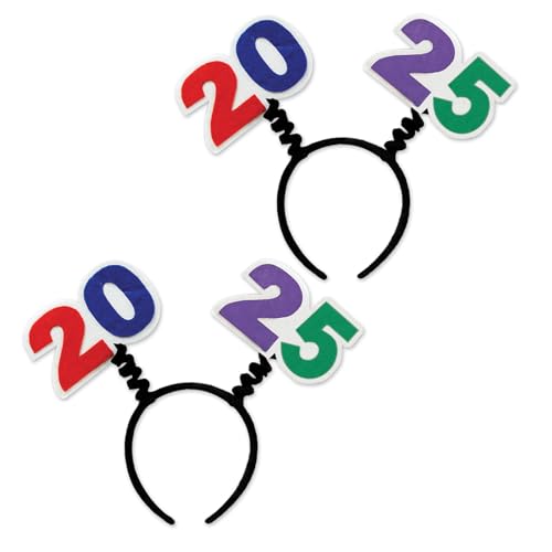 Beistle 2025 Stirnband Boppers Set 2 Stück Abschlussfeier Silvester Kopfbedeckung Party Zubehör von Beistle