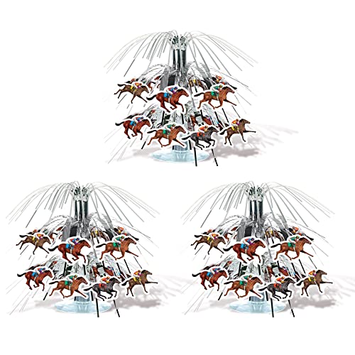 Beistle 3-teiliges Jockey-Pferd-Renn-Mittelstücke, Rennpferd-Partyzubehör, Pferderennen-Tag-Dekorationen, REIT-Event-Tischzubehör, 19,1 cm Beistle 3-teiliges Jockey-Pferd-Renn-Mittelstücke, Rennpferd-Partyzubehör, Pferderennen-Tag-Dekorationen, REIT-Event-Tischzubehör, 19,1 cm von Beistle