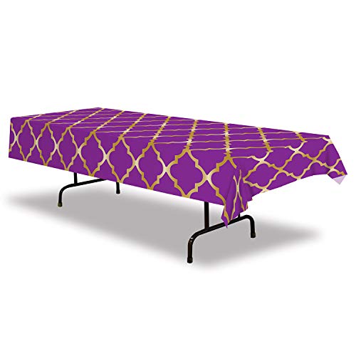 Beistle Gitter-Tischdecke, 2-teilig, 137, 2 x 274, 3 cm, Violett/Gold von Beistle