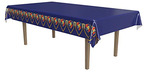 Beistle Mittelalterliche Tischdecke, 137,2 x 274,3 cm, Kunststoff-Tischdecke, mittelalterliche Dekorationen, Schloss-Partyzubehör, Ritter-Geburtstagsdekorationen, rechteckige Tischdecke von Beistle