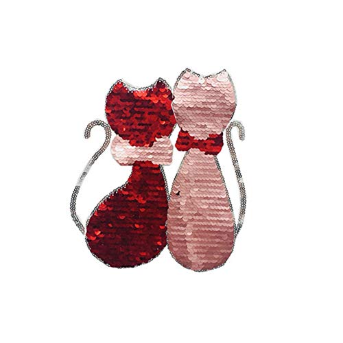 Beito Cat Wende Patches Farbe ändern Sequin Kleidung Flecken Nähen Auf Pailletten Aufnäher DIY Für Kleidung 1PC von Beito