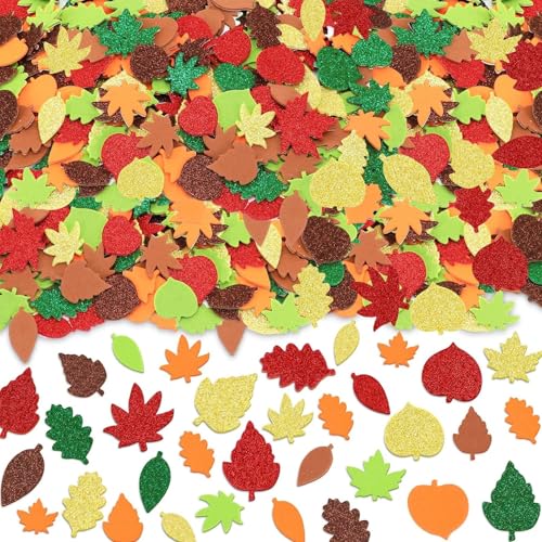 Beiyan 100 Stücke Herbst Sticker, Moosgummi Ahornblatt Selbstklebend, Thanksgiving Deko für Erntedankfest Party Basteln Ornamente, Hanksgiving, Halloween, Blattaufkleber von Beiyan