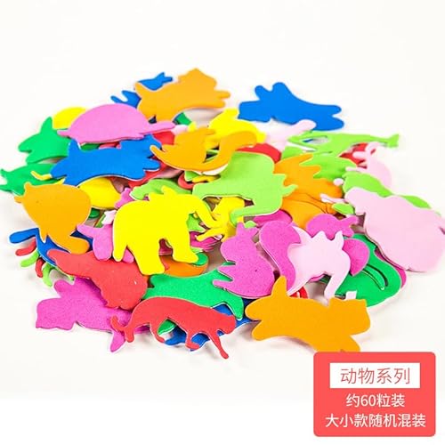 Beiyan Sticker Tiere,120 Stücke Moosgummi Tiere Selbstklebend für DIY Handwerk, Lustige Tiermuster, Lernende Tiere Im Spiel, Aufkleber Kinder Set von Beiyan